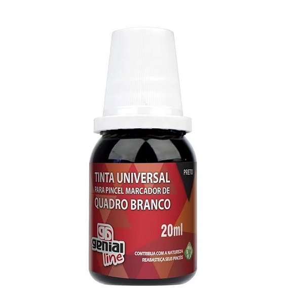 Tinta Pincel Quadro Branco Genial Line Refil Preto 20 ml