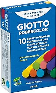 GIOTTO Robercolor, Giz Escolar para Lousa Menos Poeira, Colorido, 10 Unidade