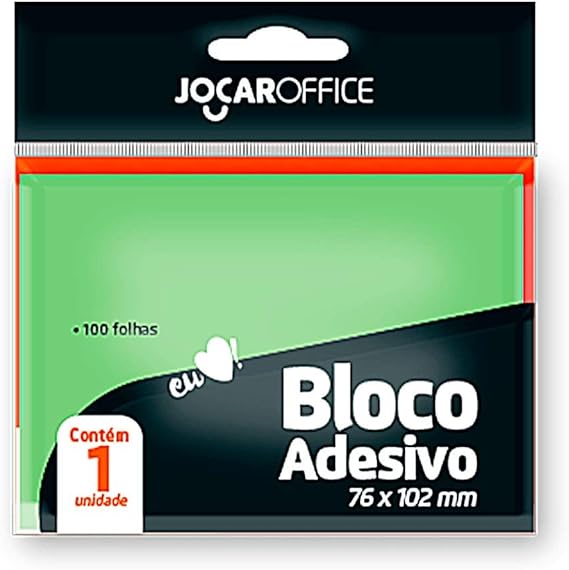 Bloco Adesivo 100 Folhas, Leonora, Jocar Office, Verde, 76mmx102mm
