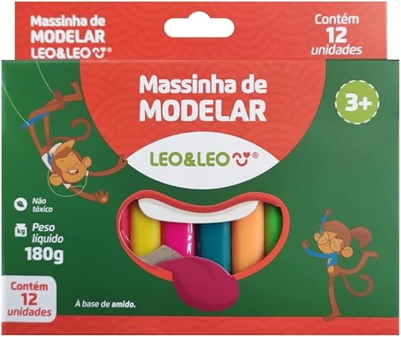 Massinha De Modelar 12 Cores 18g Fofinha Leoleo