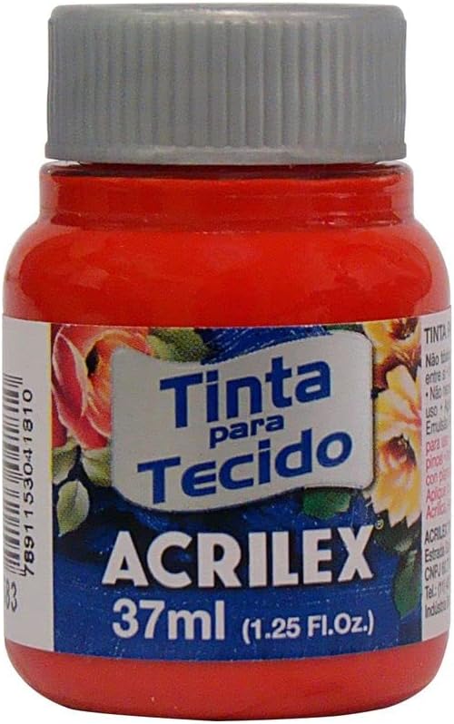 Tinta Para Tecido Fosca, Acrilex, Vermelho Tomate, 37 ml