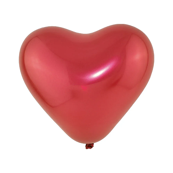Balão Cromado Coração n°6 c/ 25un Vermelho Art-Latex