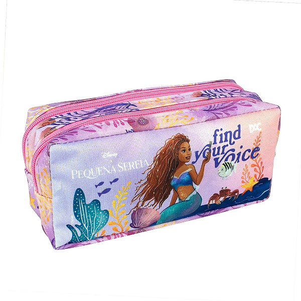 Estojo Escolar Duplo dac em Tecido estampado Ariel