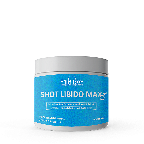 Shot Libido Max Homem - 30 Doses - Sabor blend de frutas cítricas e baunilha.