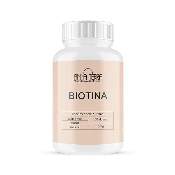 Biotina 5mg - Cabelos, pele e unhas - 60 doses