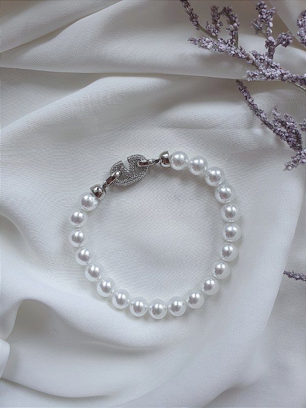 Pulseira pérolas prata