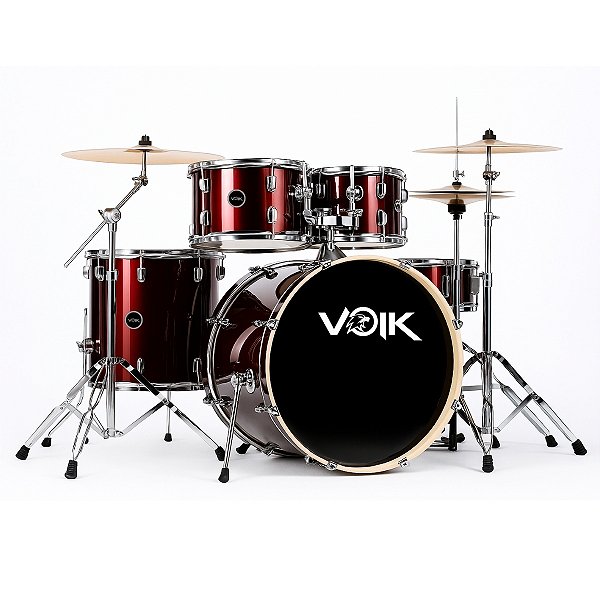 Bateria Acústica Completa Voik BAM22-RD Vinho