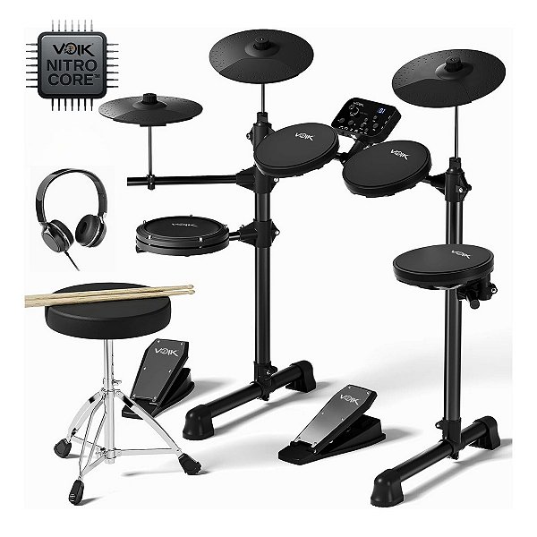 Bateria Eletrônica Midi Preta Voik Vibe-500
