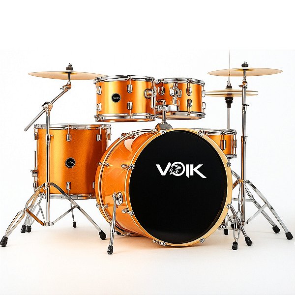 Bateria Acústica Completa Voik BAM22-GOLD Brilhante