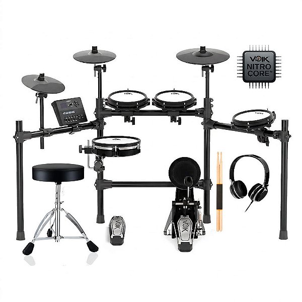 Bateria Eletrônica Bluetooth Mesh 9 Peças Voik Dream-800