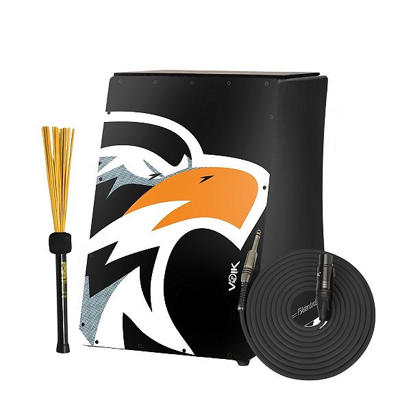 Cajon Elétrico Preto Com Vassourinha Standard C80 AG Voik By FSA