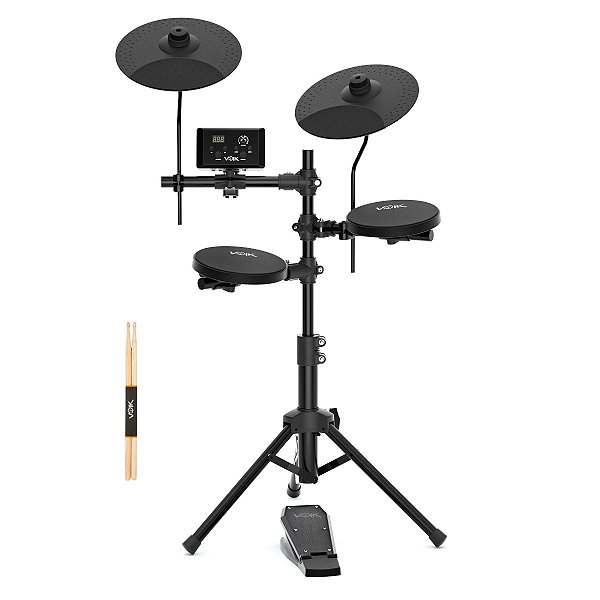 Bateria Eletrônica Iniciante Compacta + Baqueta Voik SYNC-200
