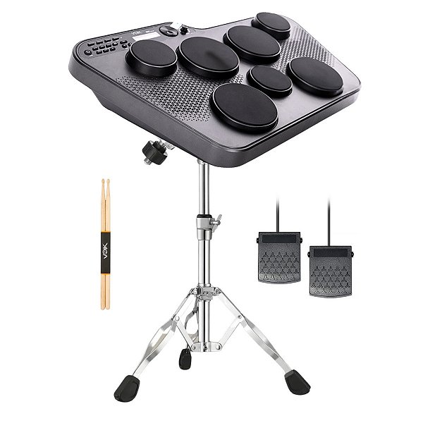 Bateria Eletrônica Portátil 7 Pads Voik Beat-70 com Suporte