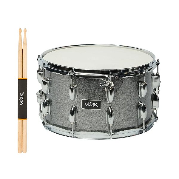 Caixa Bateria Voik 14x8 Madeira CB14 All Nigth + Baquetas 7A