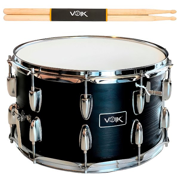Caixa Bateria Voik 14x8 Madeira CB14 All Nigth + Baquetas 7A