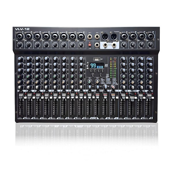Mesa De Som Interface 12 Canais Voik VLV-12 USB PC Bluetooth