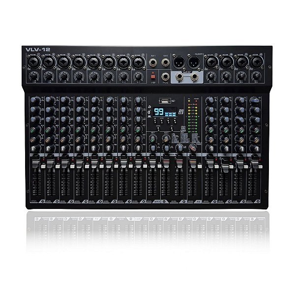 Mesa De Som Interface 12 Canais Voik VLV-12 USB PC Bluetooth