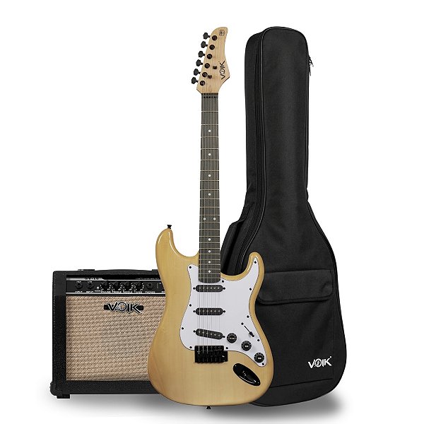 Kit Guitarra Elétrica Voik Startpack-150 Natural Com Amplificador