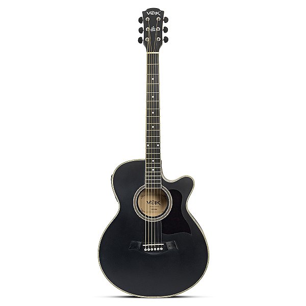 Violão Elétrico VOIK Eclipse DM40-E Folk Aço Preto Fosco Origin Series