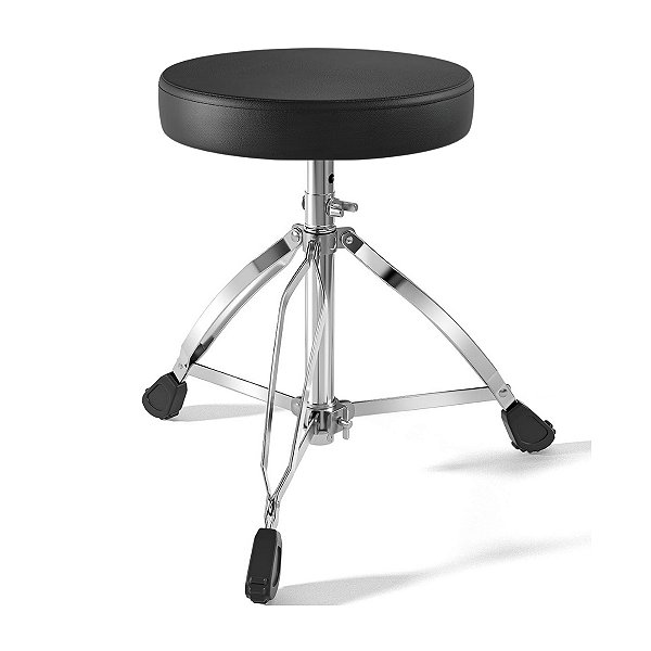 Banco de Bateria Voik B-930 Metal Cromado Pernas Duplas Pés Reforçados Regulagem de Altura Redondo Até 100kg Cor Preto