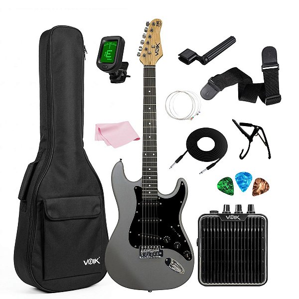 Kit Guitarra Elétrica Voik Shadow Grey Matte Stratocaster