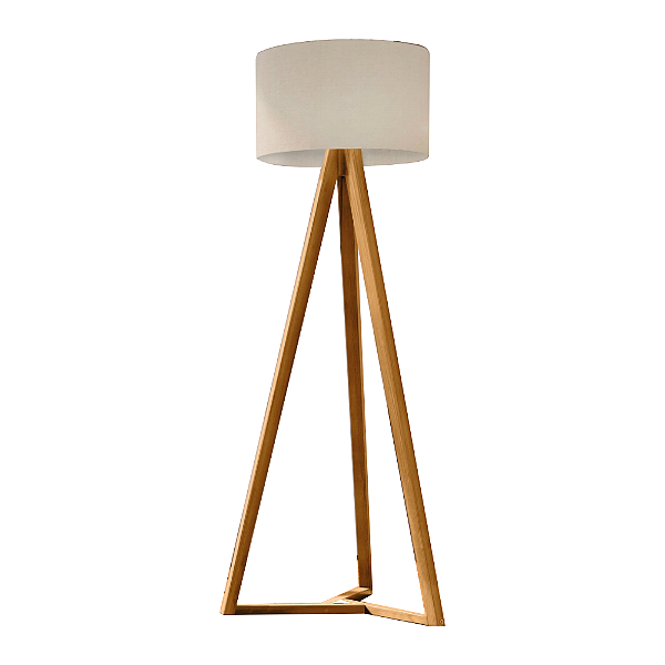 Luminária de Chão Classic Tripé 1,58m 110V Madeira Mel Com Cúpula