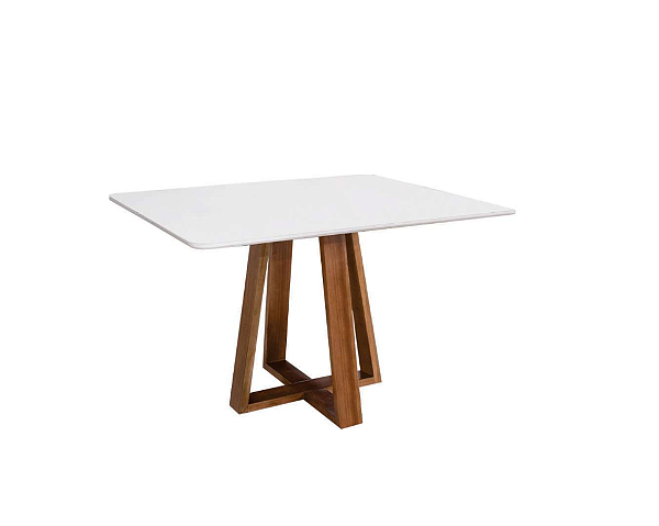 Mesa Jantar Roma 1.20X80m Base Madeira Lam T Vidro Laqueado