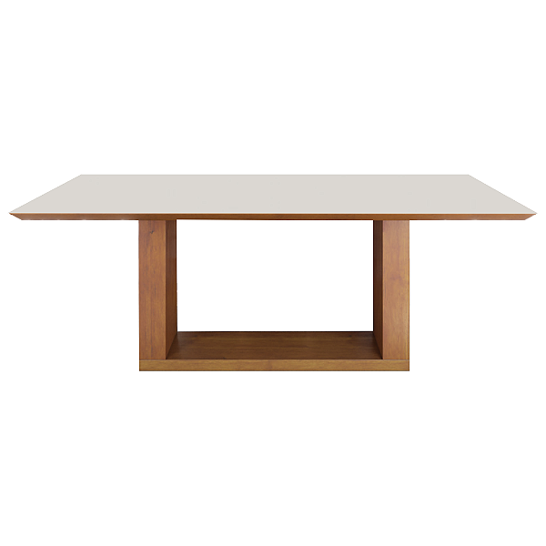 Mesa Jantar Roma 1.20X80m Base Madeira Lam T Vidro Laqueado