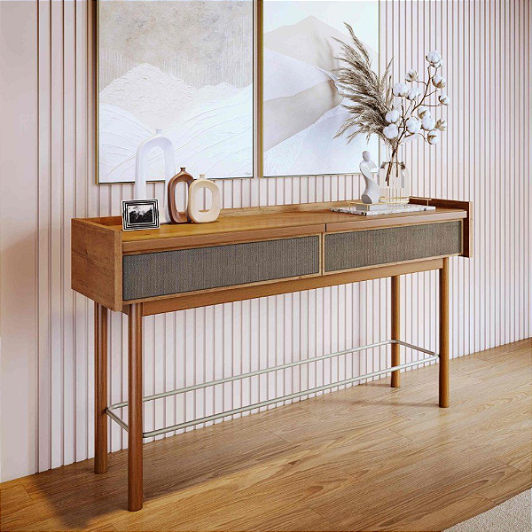 Aparador Sala Jantar Dune 2 Gavetas 140m com Pés em Madeira Maciça