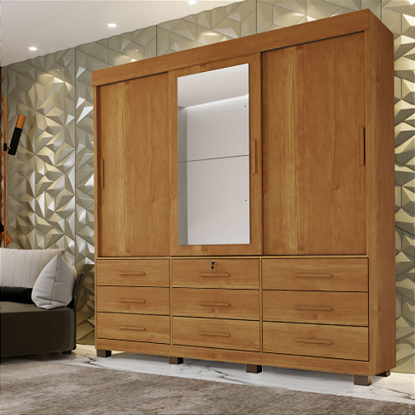 Guarda-Roupa Londres 1,80m 3 Portas 9 Gavetas