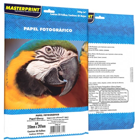 Papel Fotográfico A4 180g Glossy 50 Folhas Premium