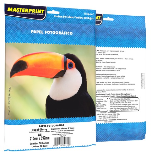 Papel Fotográfico 115g Glossy A4 50 Folhas