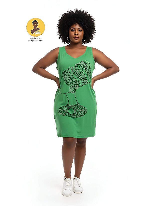 Vestido Regata Curto Estampa Afro