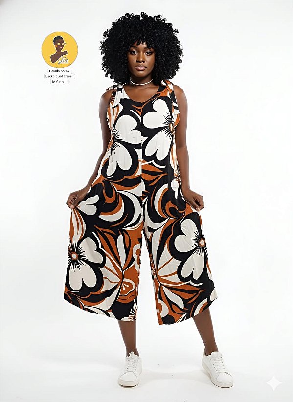 Macacão Pantacourt Feminino 55% Viscose 45% Linho