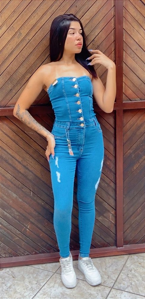 Sal E Pimenta Macaquinho Jeans Saia Short Saia Sal E Pimenta