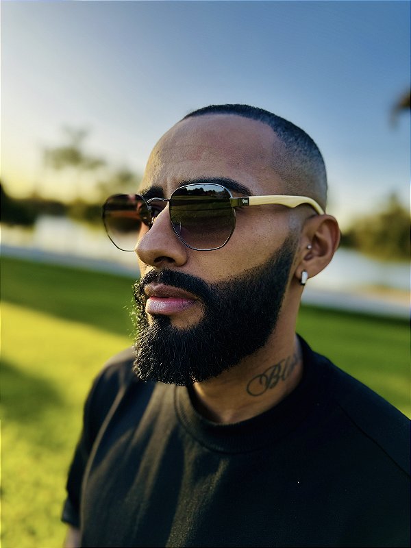 Óculos de Sol Hexagonal Lisboa - Preto Degradê