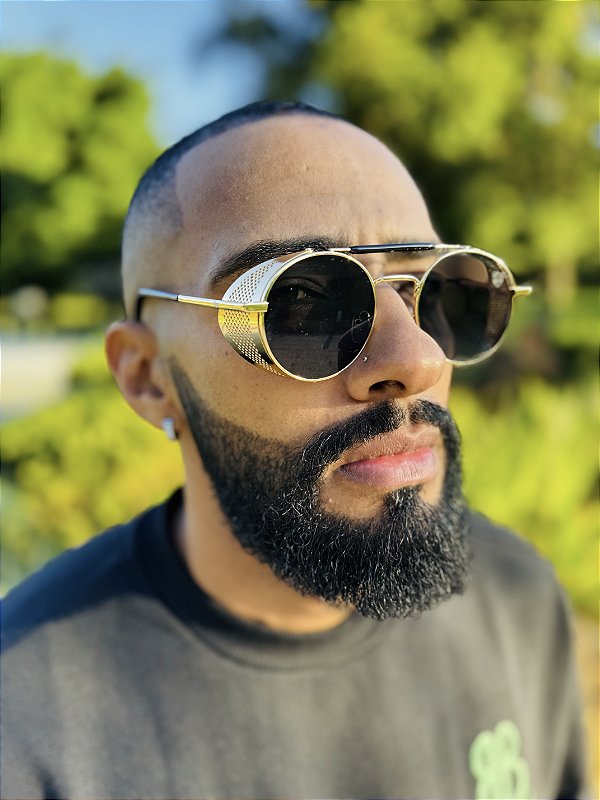 Óculos de Sol Redondo Berlim - Preto c/ Dourado