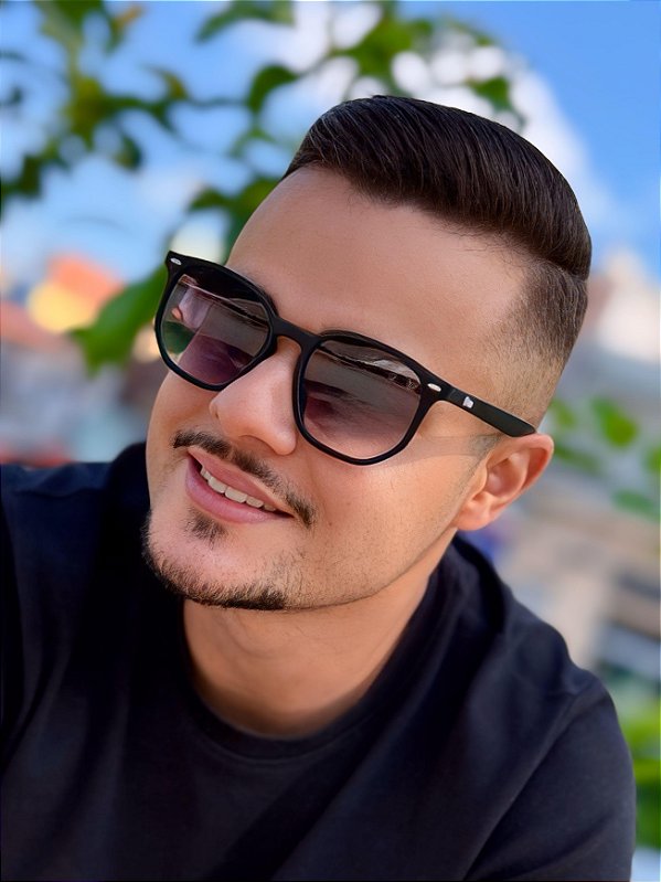 Óculos de Sol Madrid Hexagonal - PRETO  Degradê