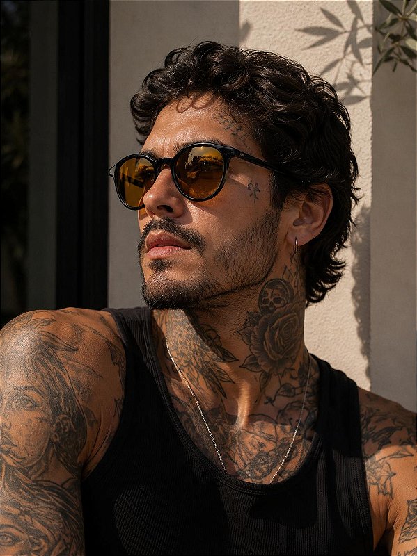 ÓCULOS DE SOL HIPE - PRETO C/LENTES MARROM