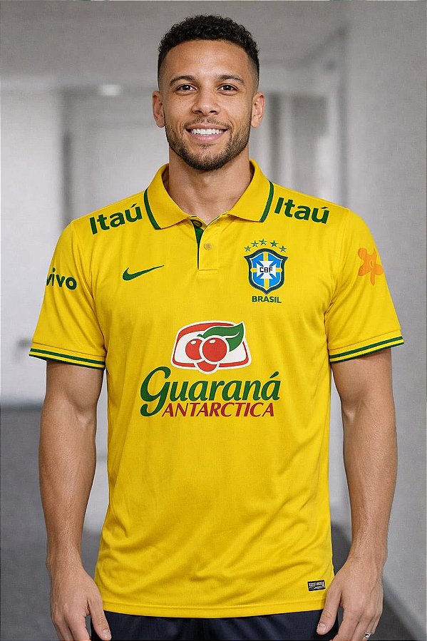 CAMISETA DO BRASIL POLO AMARELA DE TREINO - PREMIUM