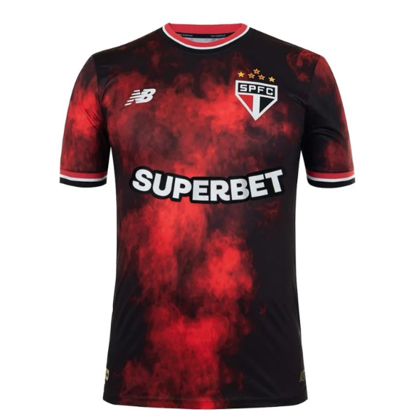 Camisa São Paulo III Preta/Vermelha 2025/26 Torcedor Tailandesa 1.1