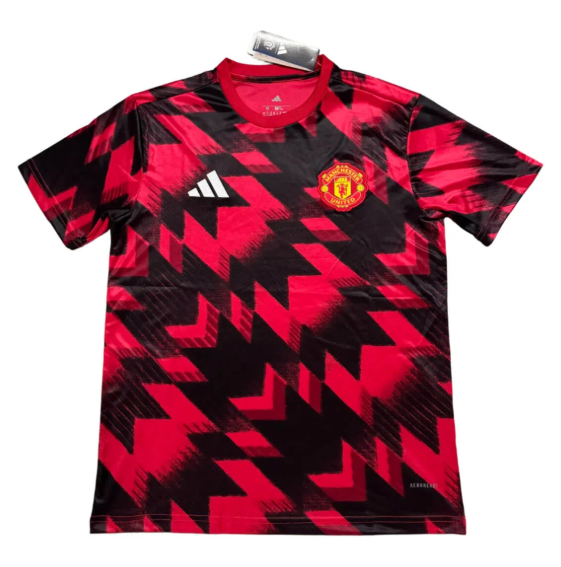 Camiseta Manchester United Vermelha e Preta – Pré-Jogo Modelo Torcedor