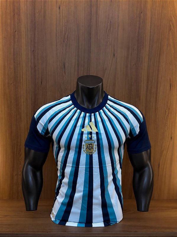 Camiseta Argentina Especial Listrada Versão Jogador