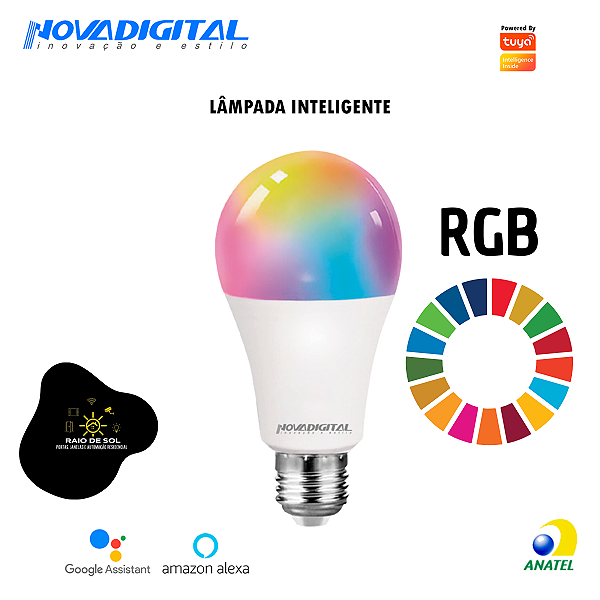 Lâmpada Rgb Colorida Inteligente Wi-fi Led NovaDigital