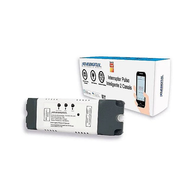 Interruptor Pulso Inteligente Wifi 2 Canais Novadigital