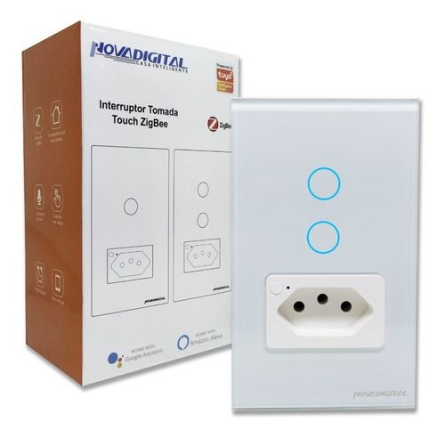 Interruptor Zigbee Inteligente NovaDigital 2 Botões 1 Tomada