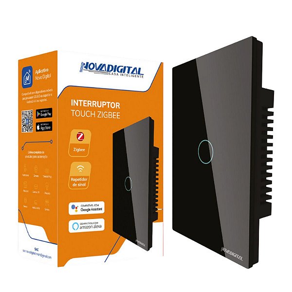 Interruptor Inteligente Zigbee  NovaDigital 1 Botão Preto