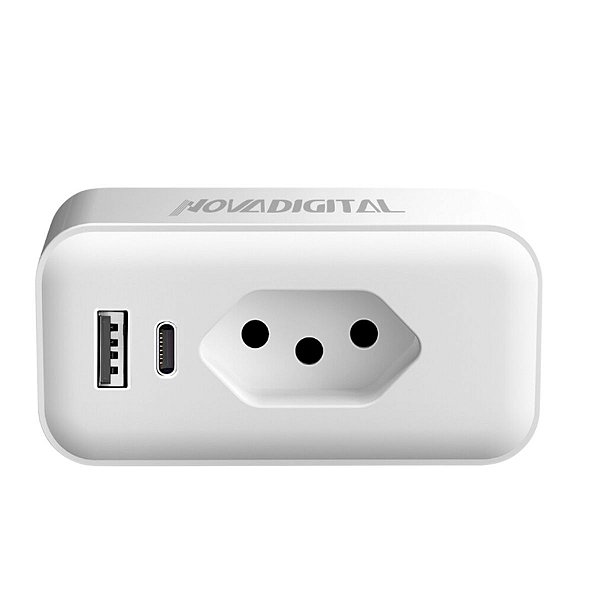 Tomada Embutir Inteligente USB-C  10A NovaDigital Alexa Tuya