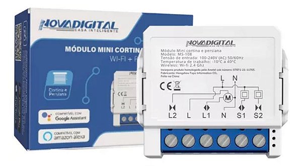 Módulo Relé Inteligente Mini Nova Digital Cortina e Persiana