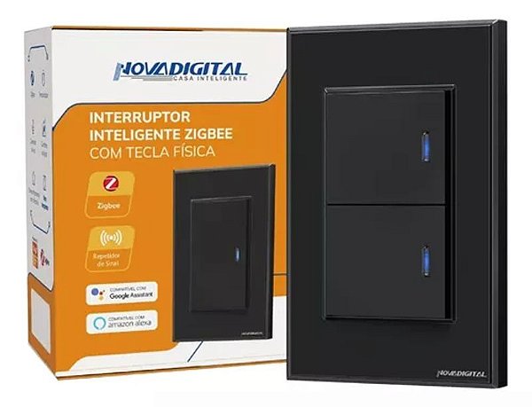 Interruptor Inteligente Zigbee 2 Teclas Física Novadigital